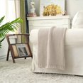 thumbnail image 2 of Chunky Cable Knit Throw Blanket Lightweight Beige 100% Organic Cotton Blanket for Sofa Couch Bed Baby Nursery, Rustic Shabby Chic Modern Farmhouse, 60” x 80”, 2 of 9