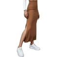 thumbnail image 2 of Vedolay Skirt For Summer Women's Suede Work Skirt Button Closure A-Line Causal High Wasit Skirt,A M, 2 of 4