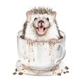 thumbnail image 3 of Póster de oso, camello, bisonte, zorro, mapache, animal que sostiene una taza de café, pintura en lienzo, arte de pared moderno, imagen para decoración del hogar y la cocina, 3 of 5