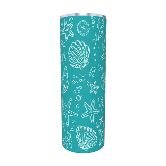 20oz Ocean Seashell Tumbler with Handle and Straw Stainless Steel Insulated Car Cup Travel Coffee Cup Beach Gift with Straw
