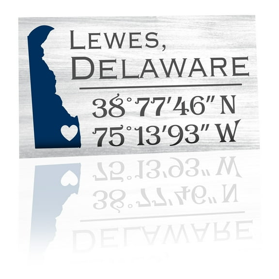 JennyGems Lewes Delaware Gifts, Lewes Delaware Souvenirs, Compass Coordinates Delaware Sign, Delaware Decor, Beach Decor, Made in USA