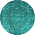 thumbnail image 1 of Ahgly Company Machine Washable Indoor Round Persian Turquoise Blue Traditional Area Rugs, 3' Round, 1 of 4