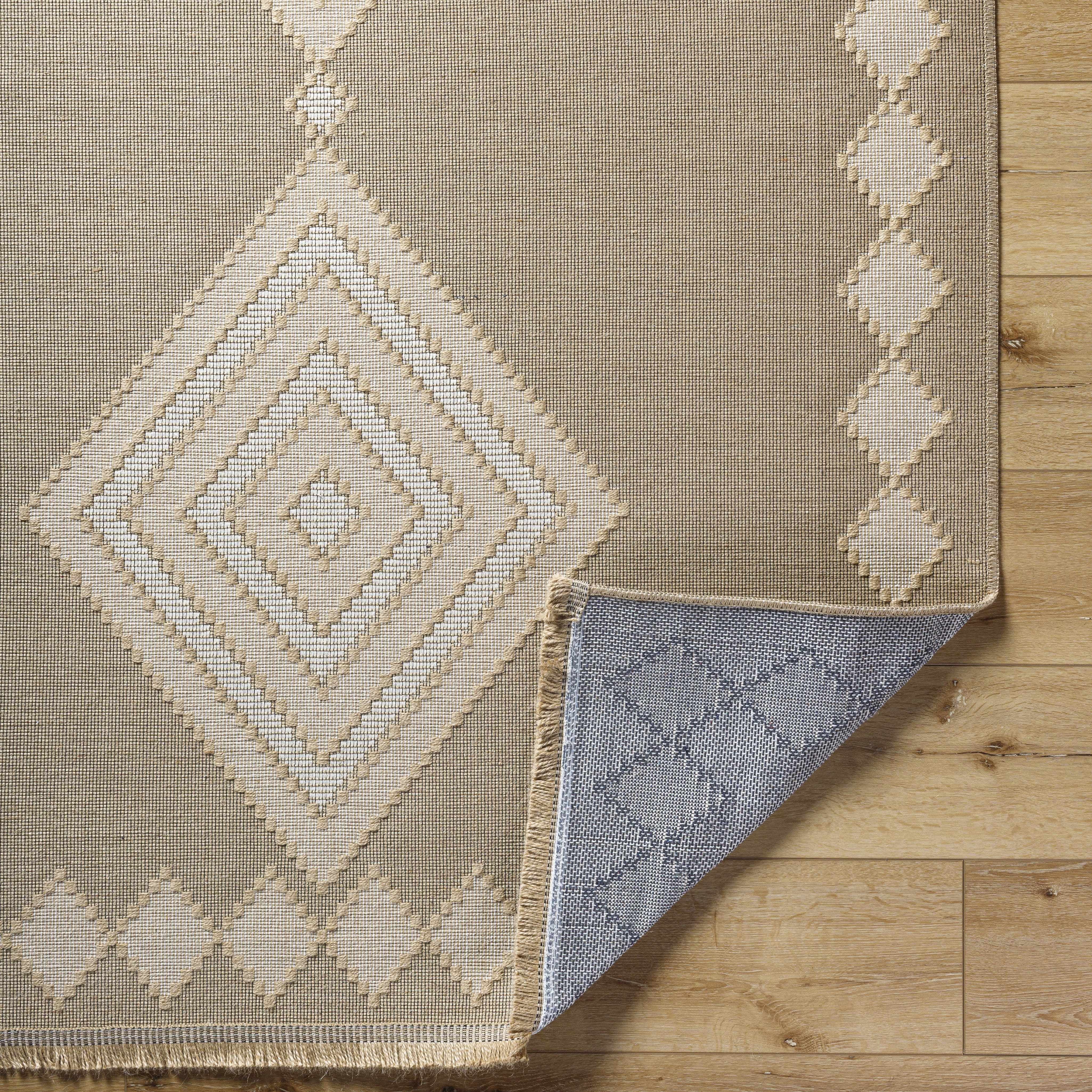 BoutiqueRugs Ziggy Bohemian Jute and Cotton Natural Fiber Textured Area Rug - Boho Moroccan Geometric Area Rug for Living Room, Bedroom - Machine Washable - Tan, Peach, Beige - 2'7" x 4'5"