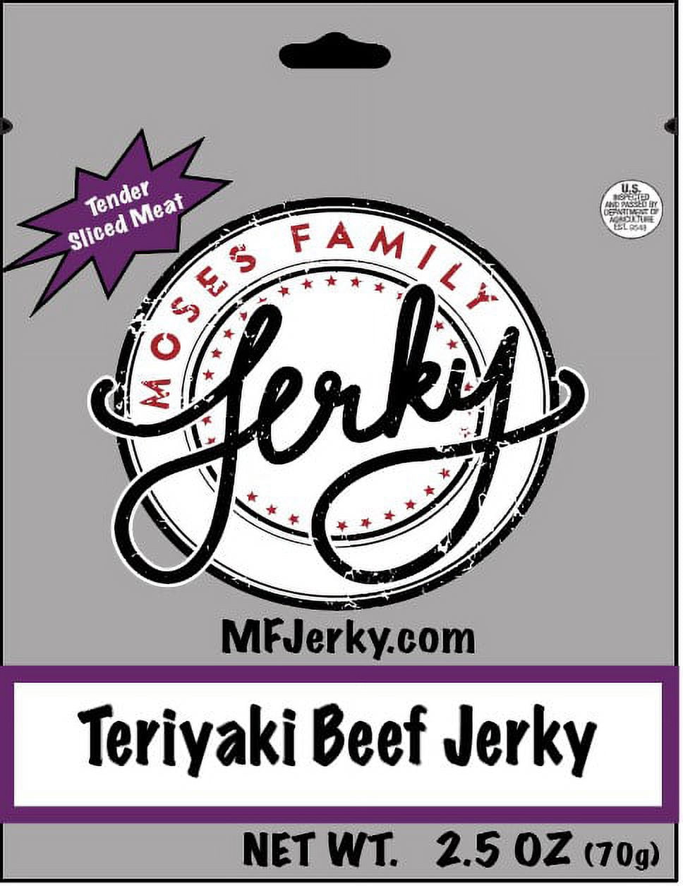 Moses Family Beef Jerky, Teriyaki Beef Jerky, 2.5 Ounce (Pack of 8), Bulk Pack, Disruptively Tender Sliced Meat