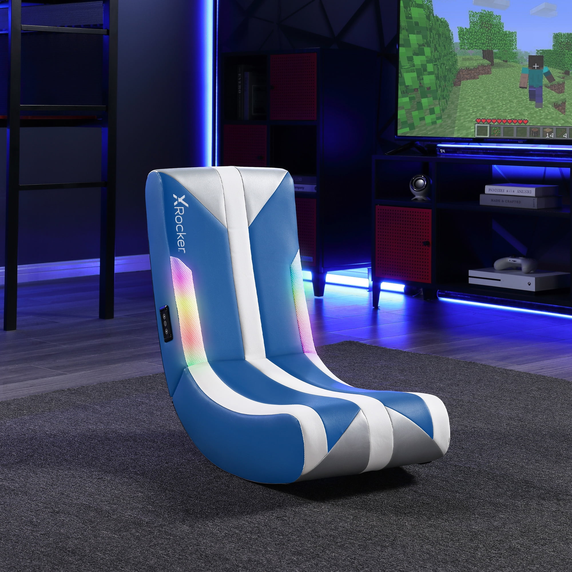 X Rocker Navigator Floor Rocker Gaming Chair, Blue