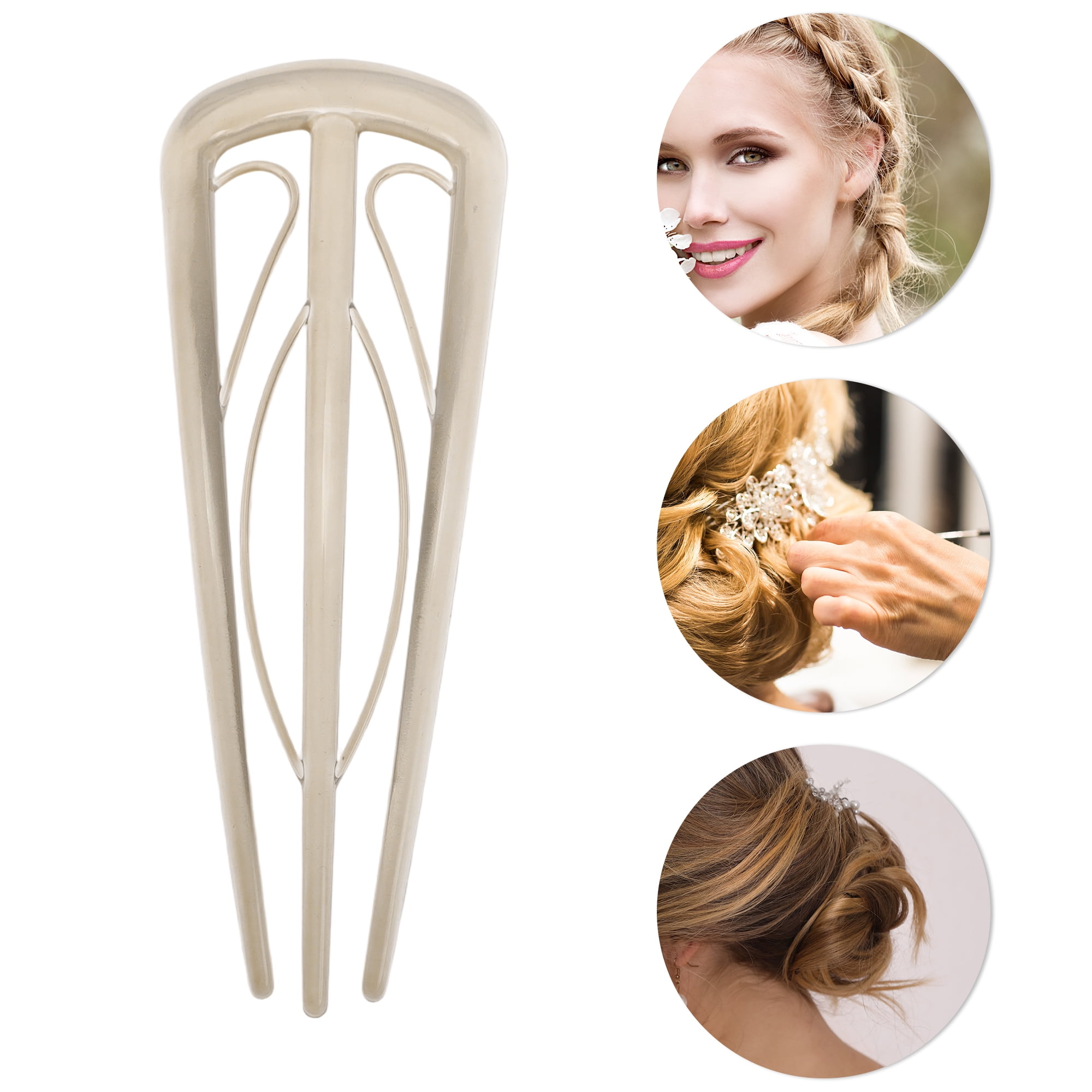 Unique Bargains U-shaped Hair Pin 4.33"x1.57" 1 Pcs Light Brown