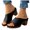 Black, variant on Wedge Sandal for Women Casual Leather Slip On Open Toe Beach Sandal Non Slip Comfortable Walking Dress Shoes Black Size 9