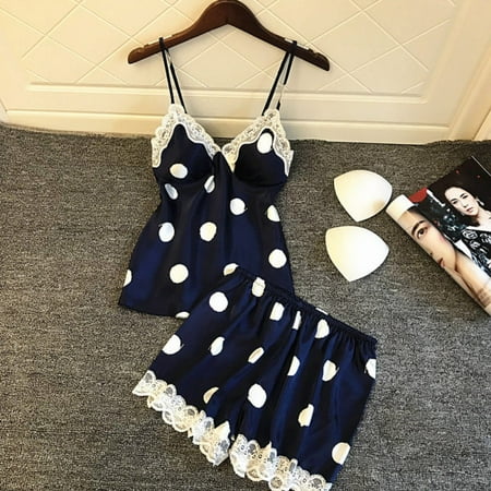 

Seyurigaoka Women Lace Lingerie V-neck Pajama Loose Sleeveless Nightdress