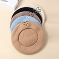 thumbnail image 6 of Women Berets Solid Color Girl Hat Cap Beanie Headwear Winter Warm Cold Weather Headgear DIY Dressing Clothing Decoration White, 6 of 10
