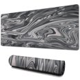 thumbnail image 1 of Beautiful Black Marble Fluid Design Extended XL Mousepad - 31.5x11.8in Non-Slip Rubber Base Keyboard Desk Pad for Seamless Gaming and Work Experience., 1 of 7