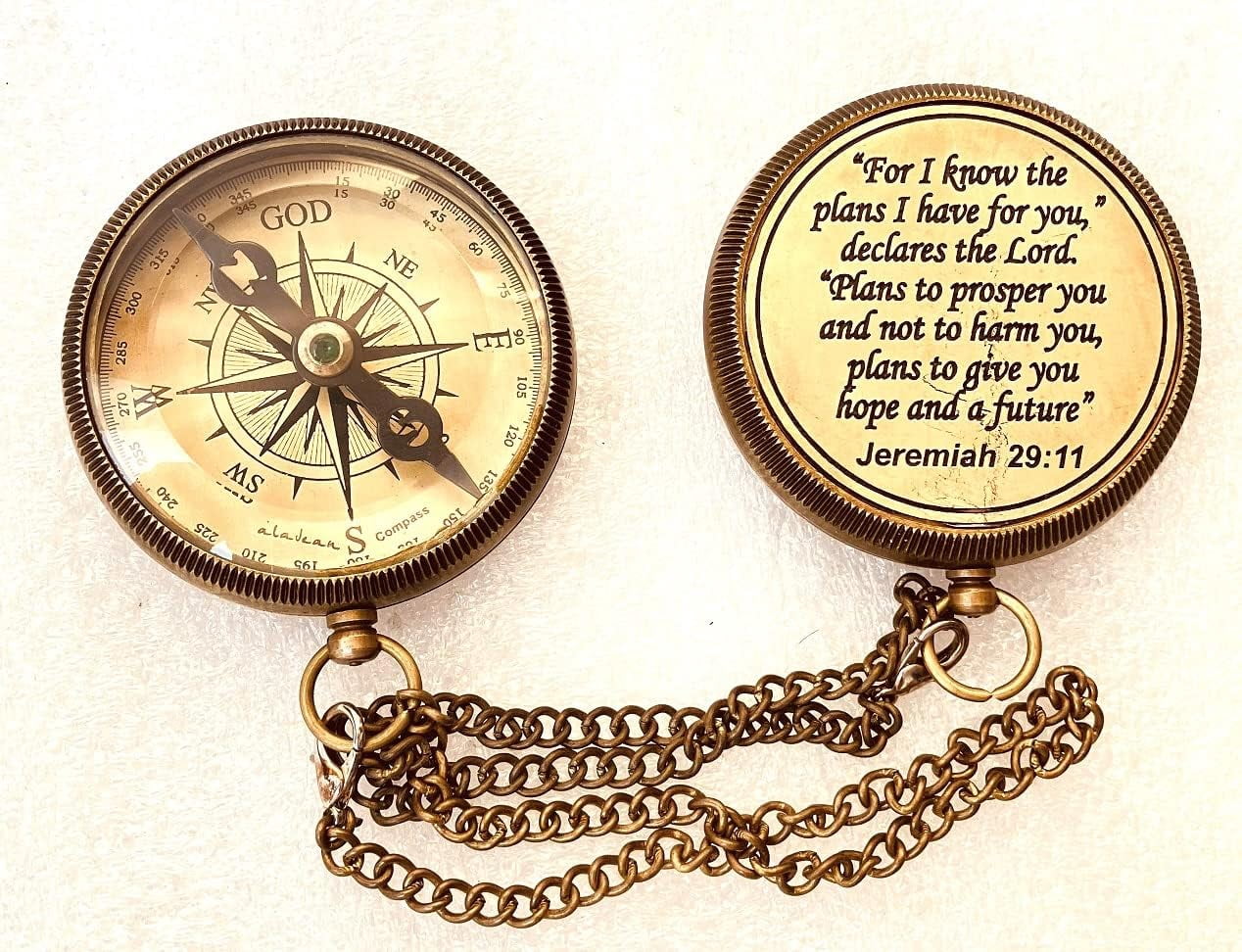 Religious Gifts for Men Engraved Compass for I Know The Plans -God, Camping Compass Christian Gifts Catholic Boys Girls Baptism Communion Inspirational Graduation Gifts