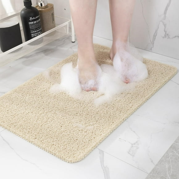 Alfombrilla de bañera antideslizante Hargiis, de secado rápido, para pies, color beige