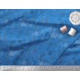 thumbnail image 2 of Soimoi Blue Japan Crepe Satin Fabric Abstract & Rabbit Animal Printed Fabric 1 Yard 42 Inch Wide, 2 of 3