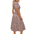 thumbnail image 4 of UVN Women Summer Dresses Short Sleeve V Neck A-Line Midi Dress Ladies Boho Beach Floral Print Sundress, 4 of 9