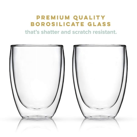 Mulled Wine Glass Mug Sets Set of 2 Double Walled Wine, Coffee, Tea Mugs Drinking Mug Thermal Insulated Cups, Espresso, Latte, Cappuccino Beautiful Glassware Kitchen Ware 15oz ()