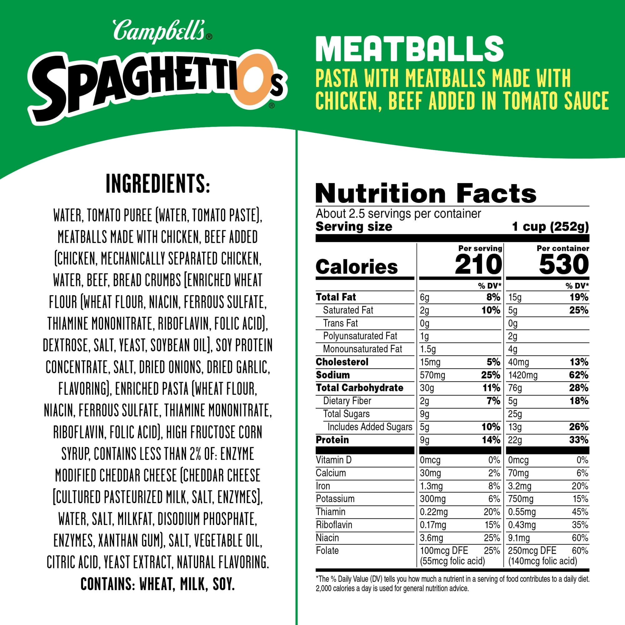 (4 pack) SpaghettiOs Canned Pasta with Meatballs, 22.2 oz Can