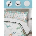 thumbnail image 3 of Twin Quilt Bedding Set, Beach Coastal Reversible Summer Quilt 3 Pieces, Summer Coral Starfish Nautical Ocean Lightweight Bedspreads Coverlets with 2 Pillow Shams for All Seasons, 3 of 5