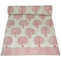 Vintage Hand Block Print Queen Kantha Quilt Indian Quilt Cotton Kantha Throw Kantha Blanket Handmade Quilt King Size Kantha Bedspread