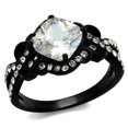 thumbnail image 1 of Women IP Black Stainless Steel Ring with AAA Grade CZ in Clear - Size 7, 1 of 1