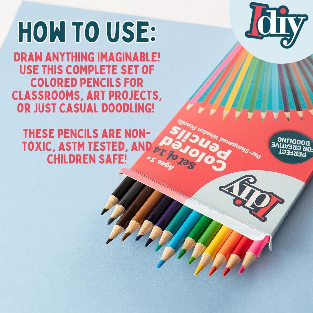 Idiy Individually Packaged Boxes of 14 Colored Pencils (30 Packs, 420 Total)- Safety Tested, For Kids, Teachers, Art Class Pack Classrooms, Restaurants, School Supplies, Craft Project & Gifts