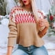 thumbnail image 3 of Long Sleeve Vintage Sweater, Ribbed Collar Crewneck Fashion Comfortable Vintage Printed Knitted Pullover For Female For Home, 3 of 7