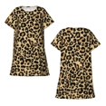 thumbnail image 3 of Bixox Leopard Print Pattern Women's Nightgown, Soft & Breathable Sleepwear, Round Neck Knee-Length Pajama Dress,Loungewear for Home & Sleep, 3 of 7