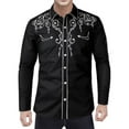 thumbnail image 7 of Mens Western Cowboy Shirt Embroidered Long Sleeve Button Down Spring Fall Shirts Casual Blue M, 7 of 7