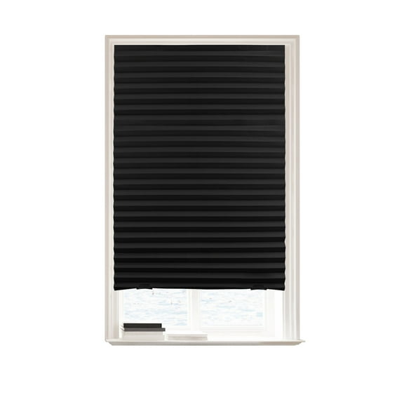 Lumi Blackout Cordless (EZ-Clip) Paper Temporary Pleated Shades, Black (6-Pack)