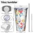 thumbnail image 4 of 16oz Tumblers Pioneer Flower Stainless Steel Vacuum Insulated Double Wall Travel Tumbler Cups Mug with Lid and Straw,Cleaning Brush for Coffee,Tea, 4 of 4