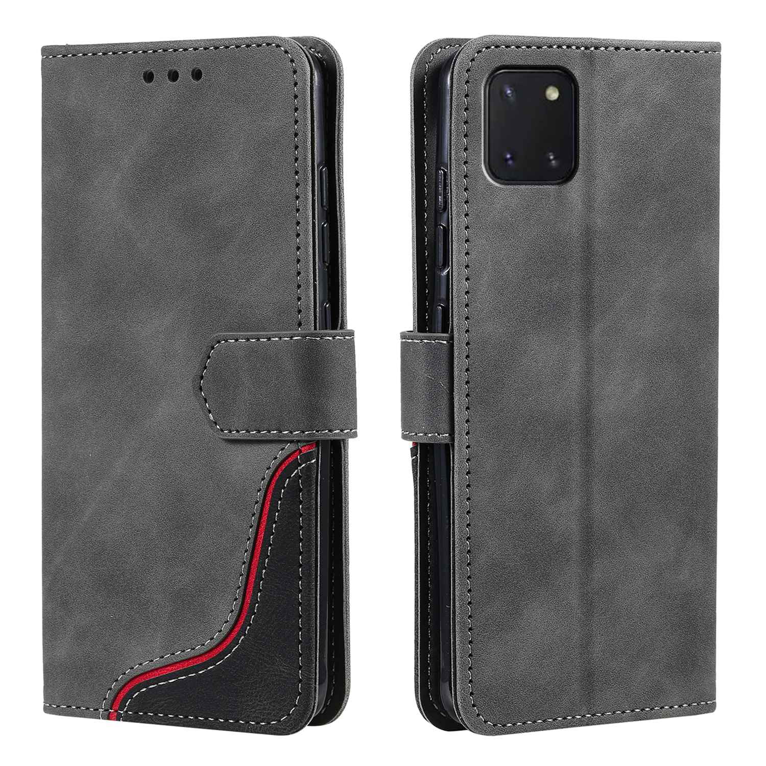 PU Leather Flip Cover Compatible with Samsung Galaxy Note 10 Gray Wallet Case for Samsung Galaxy Note 10 