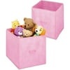 Whitmor Set of 2 Collapsible fabric-lined 14-inch Storage Cubes, Pink