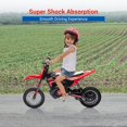 thumbnail image 4 of BeesClover 24V Ride on Motorcycle for Kids,13.6MPH Fast Speed Electric Battery-Powered Off-Road Motocross with 250W Strong Motor, Chain-Driven,Leather Seat,Disc Brake,Air-Filled Tires, 4 of 8