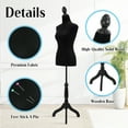 thumbnail image 3 of Dkelincs Female Dress Form Mannequin Torso 50-64 Inch Height Adjustable Wooden Tripod Stand, Black, 3 of 8