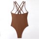 thumbnail image 5 of Gibobby Traje de baño completo mujer Bikinis con estampado sólido para mujer, traje de baño Sexy con realce, conjunto de Bikini, traje de baño para playa(Marrón,CH), 5 of 5