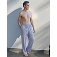 thumbnail image 3 of CHAOJISHE Mens Pajama Pants 100% Cotton Pajama Pants Lightweight Pjs Bottoms Sleepwear Soft Lounge Pajama Bottoms for Men BLUE SIZE:L, 3 of 8