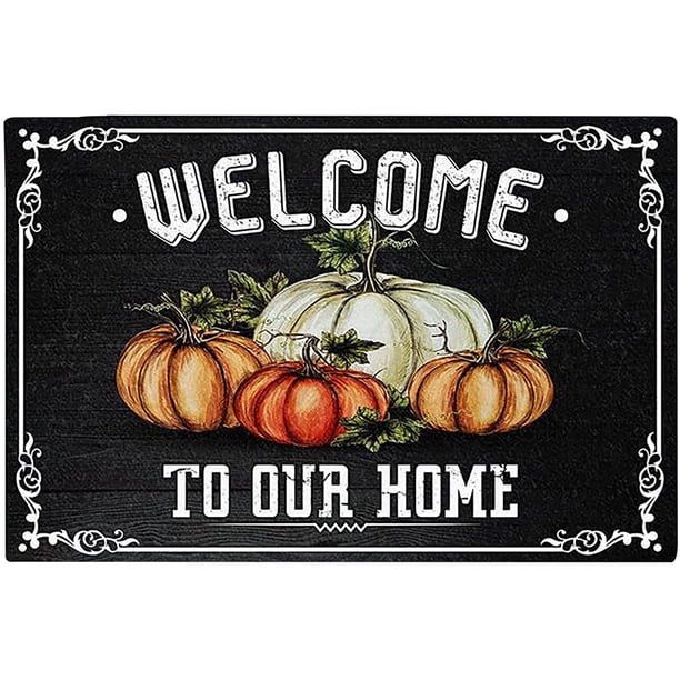 Felpudo de Acción de Gracias de Halloween Estera de la puerta del porche delantero Dormitorio Hogar Dormitorio Alfombra Decoración de fiesta Inauguración de una casa Alfombrillas rústicas 40x60cm Inevent HA008396-01