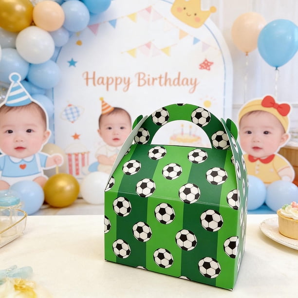24 cajas de golosinas con temática deportiva para niños, cajas de comida de fútbol, juego de de golosinas para fiestas, suministros para postres Verde