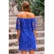 thumbnail image 2 of Vestido PRETTYGARDEN Mini Floral de Encaje Azul Oscuro con Hombros Descubiertos Talla L, 2 of 8