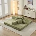 thumbnail image 4 of NeoKo Floor Sofa Bed,Comfy Convertible Folding Mattress Couch, Chenille Floor Sofa with Armrest, Floor Sofa Lounge Couch for Living Room Bedroom Lounge Studio-Green, 4 of 9