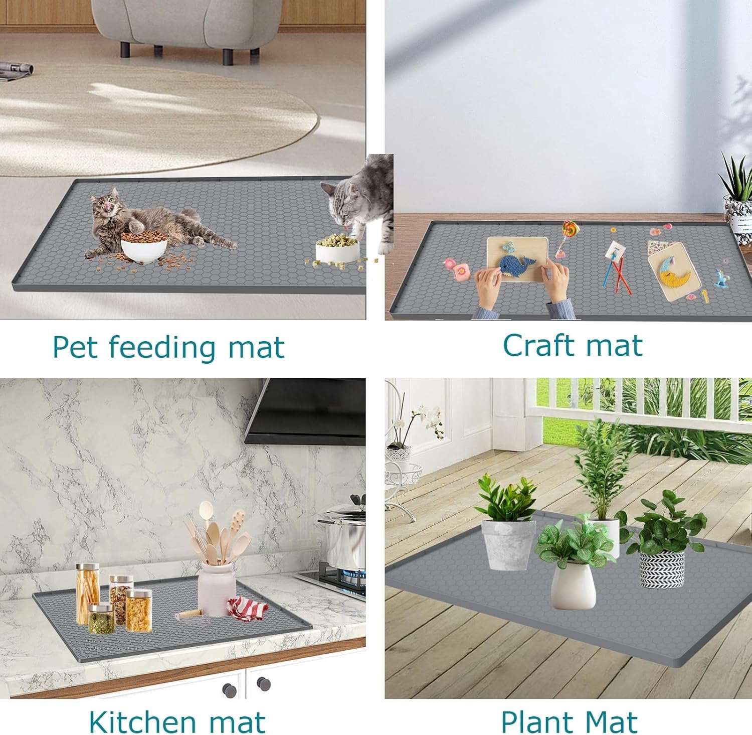 Litter Mat for Litter Box,  Large  Litter Trapping Mat - 25x19 in,  & Non-Slip, Durable & Easy Clean, Grey