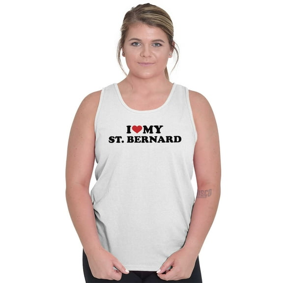 Love My St Bernard Dog Owner Heart Tank Top Tee Shirt Women Brisco Brands S