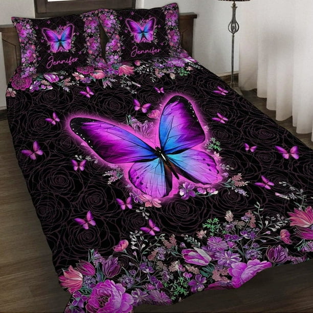 Love Butterflies - Juego de edredón personalizado de mariposas