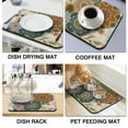 thumbnail image 6 of Washable Rubber Boho Style Vintage Floral Dish Drying Mats for Kitchen Counter Home Large Coffee Bar Pad Accessories and Decor for Utensils Stemware 18''x24'', 6 of 7
