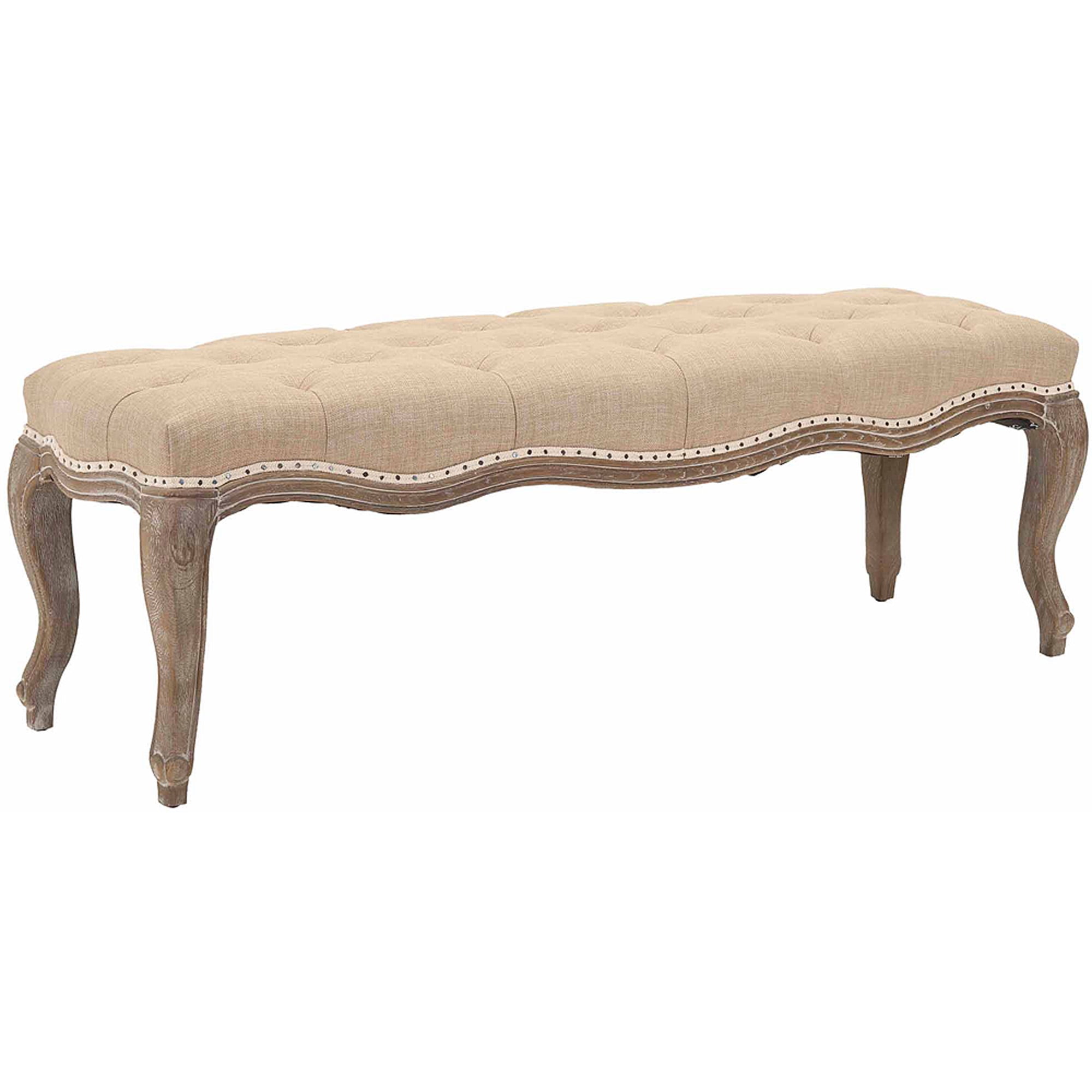 SAFAVIEH Ramsey Traditional Glam Tufted Bench, Wheat Beige