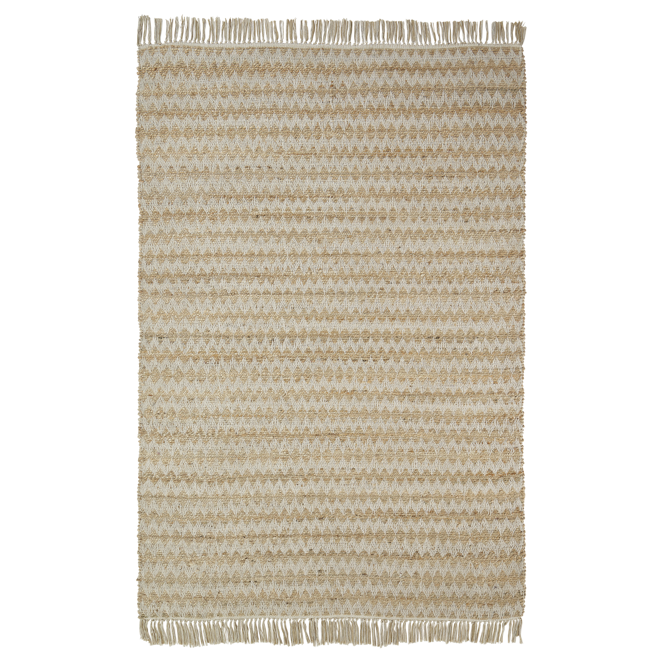 Superior Chevron Handwoven Jute and Cotton Tassel Indoor Area Rug