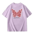 thumbnail image 2 of MIXUE Kids Girls Tops & T-Shirts Summer Butterfly Print Round Neck Short Sleeve Casual Stretch Comfortable Pullover Tshirts Activewear,Purple,6-7 Years, 2 of 4