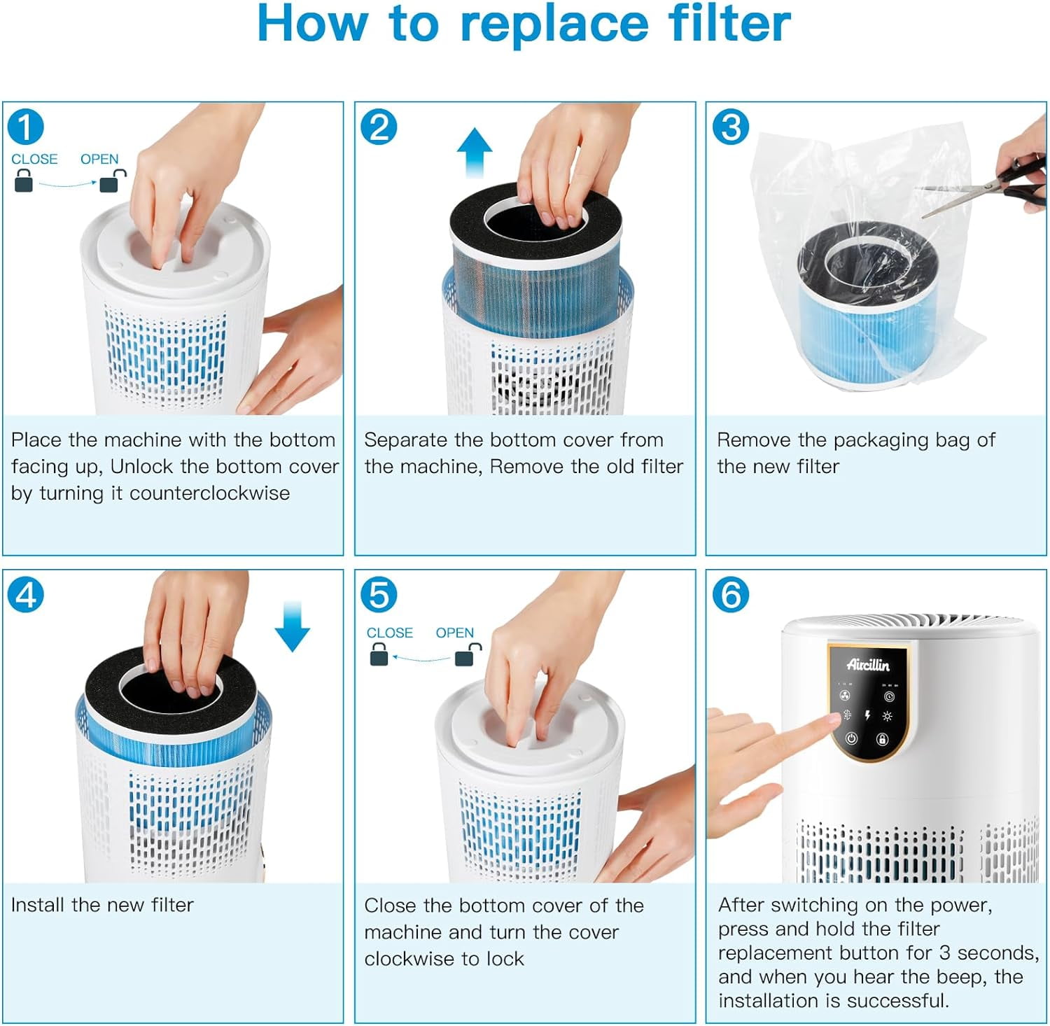 Air Purifier AP0801 Replacement Filters 2-Pack, Activated Carbon Filter, H13 True HEPA Filter