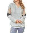 thumbnail image 6 of ManHanLi Women Drawstring Zipper Kangaroo Pocket Color Block Long Sleeve Hoodie, 6 of 8