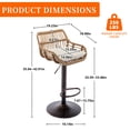 thumbnail image 2 of Homefun Rattan Bar Stools Set of 2 Adjustable Height 360 Swivel Low Back Stools with Footrest Breathable Linen Cushions, 2 of 7