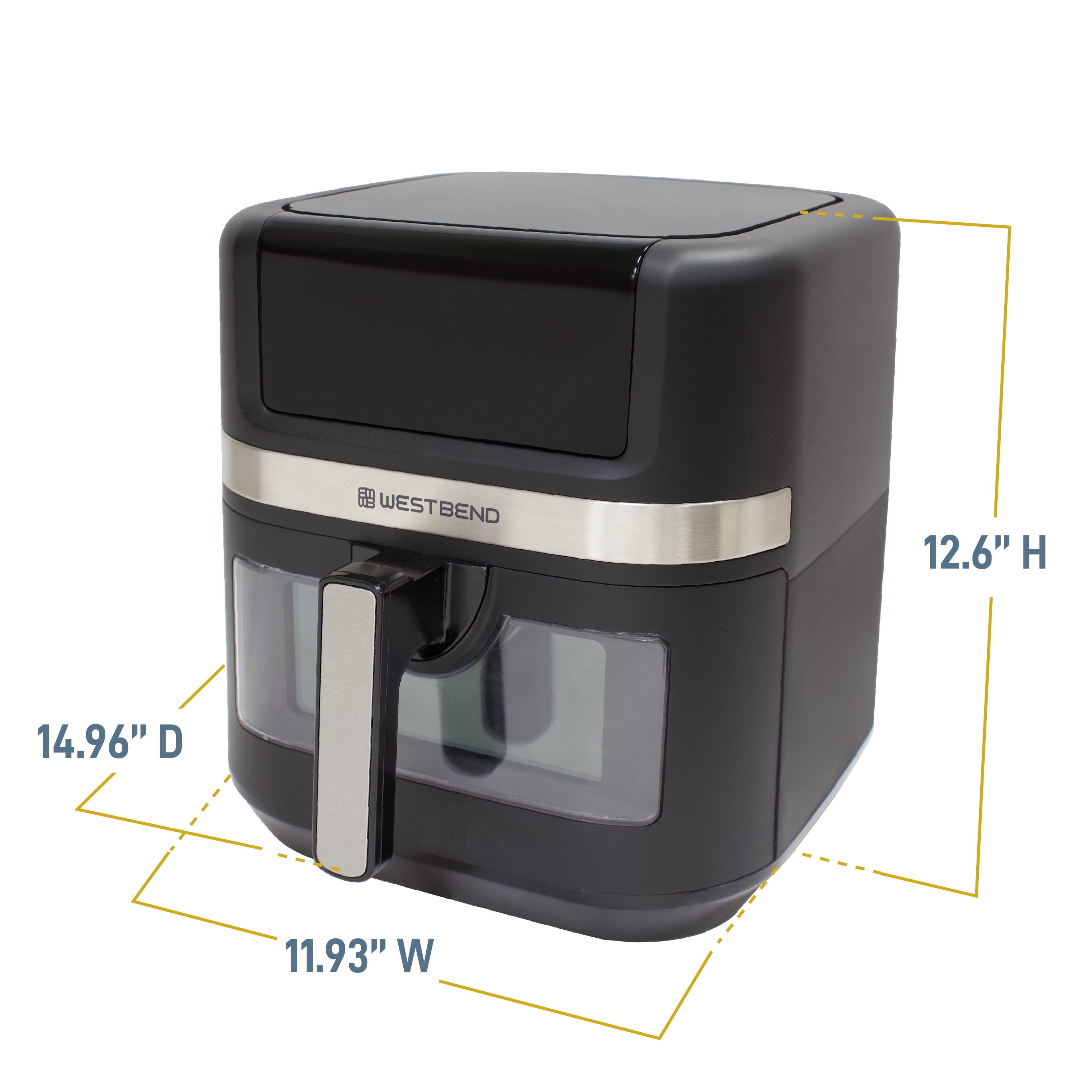 West Bend AFWB7QBK13 7 qt Air Fryer, Black with 13 One-Touch Presets